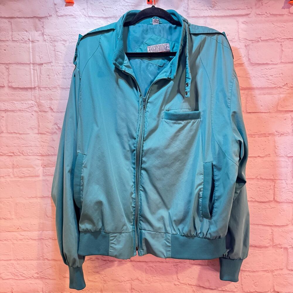 Knightsbridge Menswear vintage teal bomber jacket 2XL Read Description #vintage